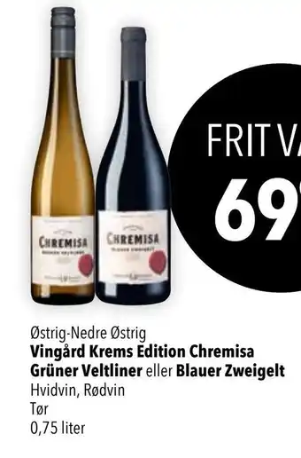 CITTI Markt Vingård Krems Edition Chremisa Grüner Veltliner eller Blauer Zweigelt Hvidvin, Rødvin Tør 0,75 liter Angebot