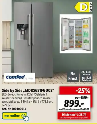 Lidl Comfee side by side „mdrs681fgd02“ Angebot