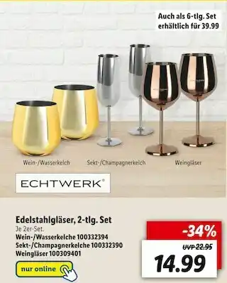 Lidl Echtwerk edelstahlgläser Angebot