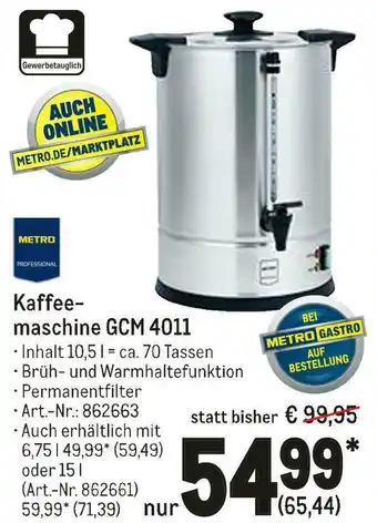 METRO Metro professional kaffeemaschine gcm 4011 Angebot