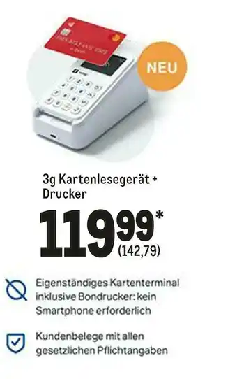 METRO Sumup 3g kartenlesegerät + drucker Angebot