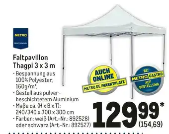 METRO Metro professional faltpavillon thagpi 3 x 3 m Angebot