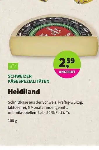 Biomarkt Heidiland Schweizer Käsespezialitäten Angebot