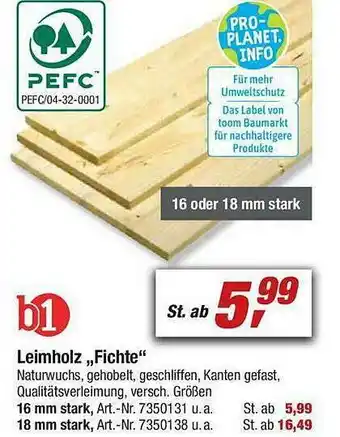 toom Baumarkt Leimholz „fichte” Angebot