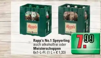 Profi Getränke Rapp's No.1 Speyerling Oder Meisterschoppen Angebot