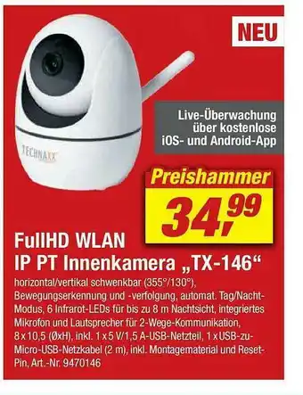 toom Baumarkt Fullhd Wlan Ip Pt Innenkamera „tx-146” Angebot