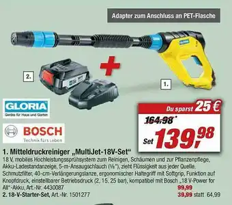 toom Baumarkt Bosch Mitteldruckreiniger „multijet-18v-set” Angebot