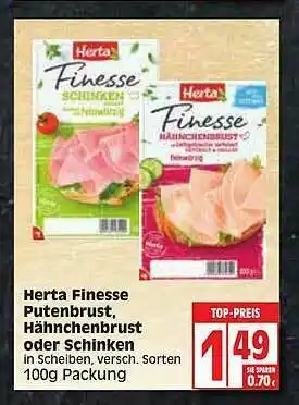 Edeka Herta Finesse Putenbrust, Hähnchenbrust Oder Schinken Angebot