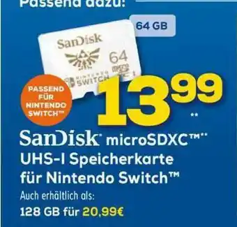 Euronics XXL Sandisk Microsdxc Uhs-l Speicherkarte Für Nintendo Switch Angebot