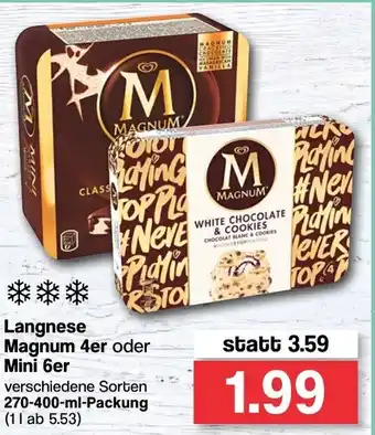 Famila Nord West Langnese Magnum 4er Mini 6er 270/400ml Angebot