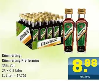 Getränke Arena Kümmerling, Kümmerling Pfefferminz 25x0,2L Angebot