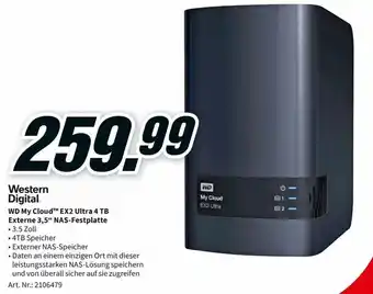 MediaMarkt Western Digital WD My Cloud EX2 Ultra 4 TB Externe 3,5" NAS Festplatte Angebot