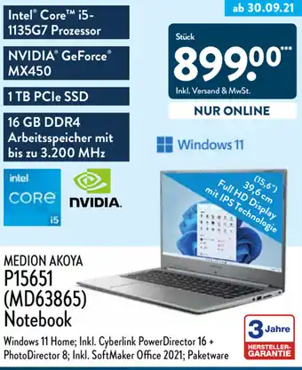 Aldi Nord Medion Akoya P15651 (MD63865) Notebook Angebot