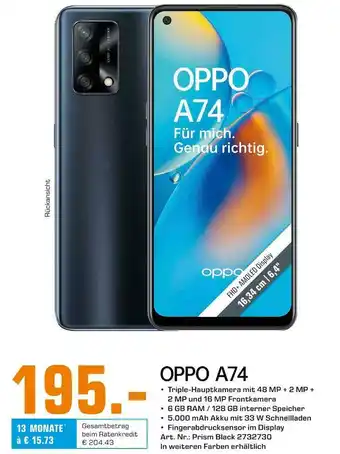 Saturn Oppo a74 smartphone Angebot