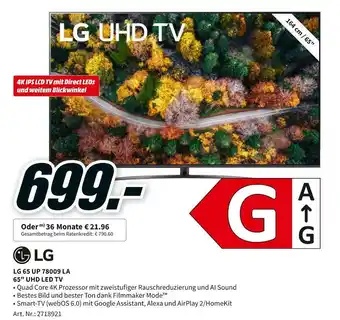 MediaMarkt Lg 65" uhd led tv Angebot