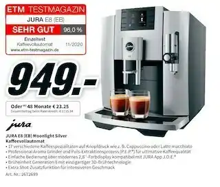 MediaMarkt Jura kaffeevollautomat e8 (eb) moonlight silver Angebot