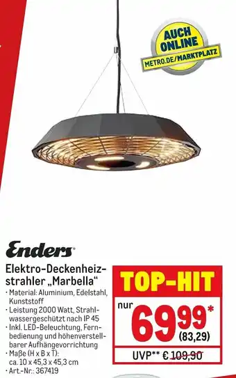 METRO Enders Elektro Deckenheizstrahler Marbella Angebot