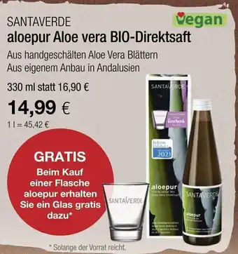 Vitalia Santaverde aloepur Aloe vera Bio Direktsaft 330ml Angebot