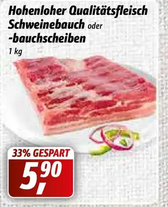 Simmel Hohenloher Qualitätsfleisch Schweinebauch oder bauchscheiben 1kg Angebot