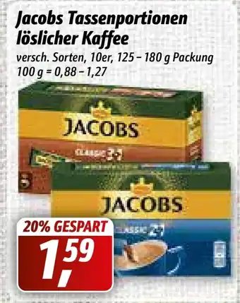 Simmel Jacobs Tassenportionen löslicher Kaffee 125-180g Angebot