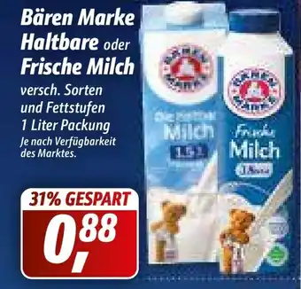 Simmel Bären Marke Haltbare oder Frische Milch 1L Angebot