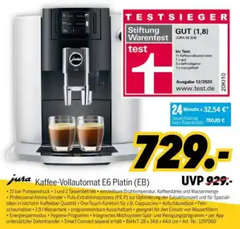 MEDIMAX Jura Kaffee Vollautomat E6 Platin (EB) Angebot