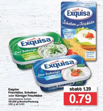 Famila Nord West Exquisa Frischkäse, Scheiben oder Körniger Frischkäse 110-200g Becher Angebot