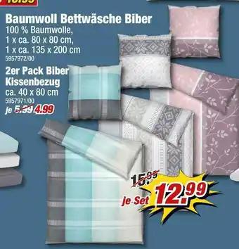 Poco Baumwoll bettwäsche biber oder 2er pack biber kissenbezug Angebot