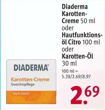 Rossmann Diaderma karotten-creme, hautfunktionsöl citro oder karotten-öl Angebot