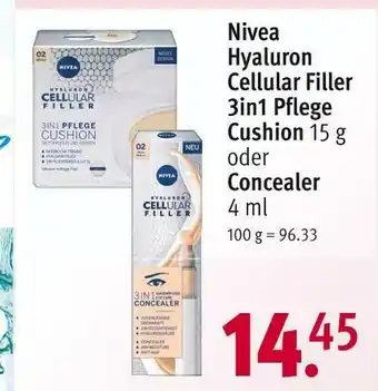 Rossmann Nivea hyaluron cellular filler 3in1 pflege cushion Angebot