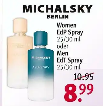 Rossmann Michalsky women edt spray oder men edt spray Angebot