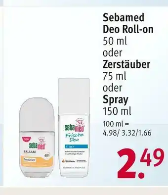 Rossmann Sebamed deo roll-on, zerstäuber oder spray Angebot