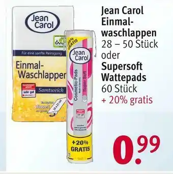 Rossmann Jean carol einmalwaschlappen oder supersoft wattepads Angebot