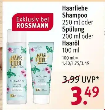 Rossmann Haarliebe shampoo, spülung oder haaröl Angebot