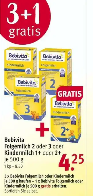 Rossmann Bebivita folgemilch  oder kindermilch Angebot