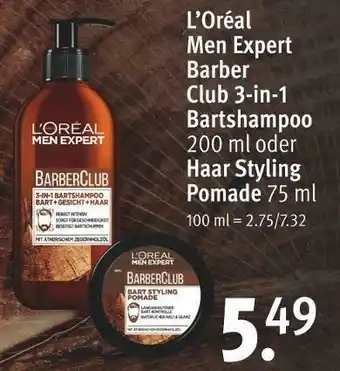 Rossmann L’oréal men expert barber bartshampoo oder haar styling pomade Angebot