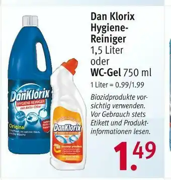 Rossmann Dan klorix hygiene-reiniger oder wc-gel Angebot