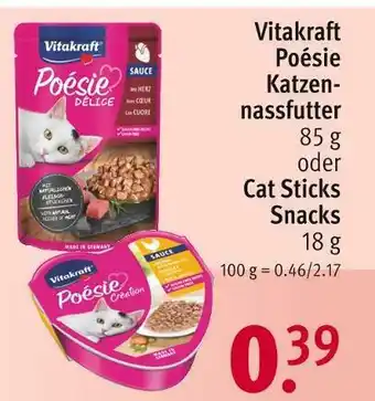 Rossmann Vitakraft poésie katzennassfutter oder cat sticks snacks Angebot