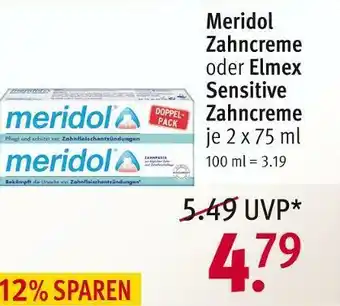 Rossmann Meridol oder elmex zahncreme oder sensitive zahncreme Angebot