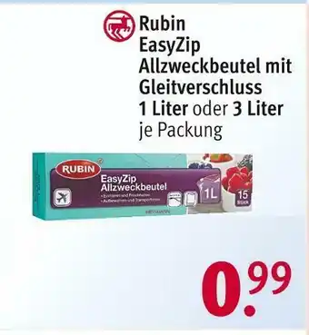 Rossmann Rubin easyzip allzweckbeutel mit gleitverschluss Angebot