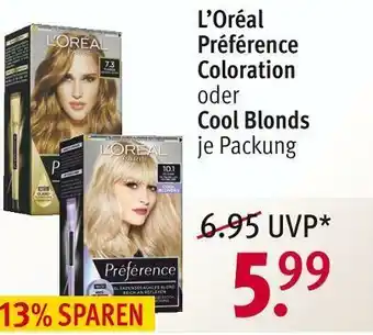 Rossmann L’oréal préférence coloration oder cool blonds Angebot