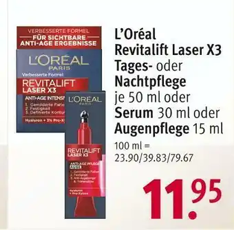 Rossmann L’oréal revitalift laser x3 tages-, nachtpflege, serum oder augenpflege Angebot