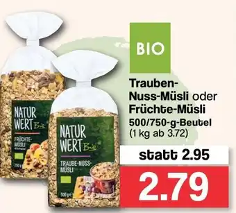 Famila Nord West Trauben Nuss Müsli oder Früchte Müsli 500/750g Beutel Angebot