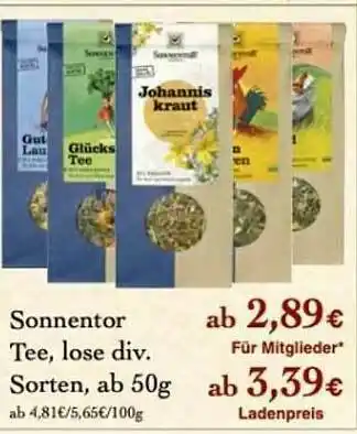 LPG Biomarkt Sonnentor Tee Angebot