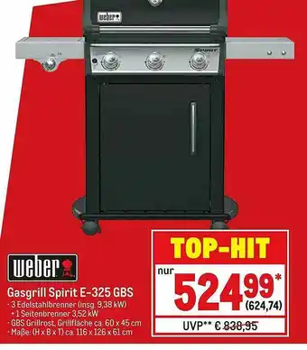 METRO Weber Gasgrill Spirit Angebot