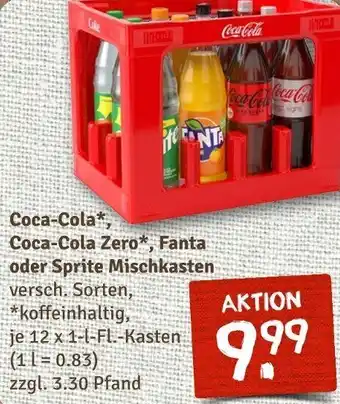 nahkauf Coca-Cola, Coca-Cola Zero, Fanta oder Sprite Mischkasten 12x1 L-Fl Kasten Angebot