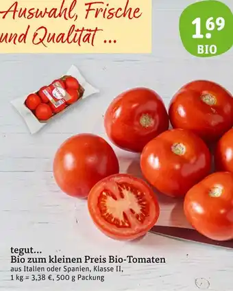 basic tegut Bio zum kleinen Preis Bio-Tomaten 500 g Packung Angebot