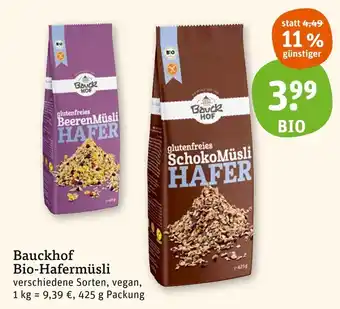 basic Bauckhof Bio-Hafermüsli 425 g Packung Angebot