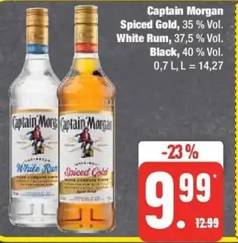 Edeka Captain Morgan Spiced Gold, White Rum, Black 0,7 l Angebot