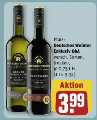 REWE Deutsches Weintor Exklusiv QbA versch. Sorten, 750ml Angebot